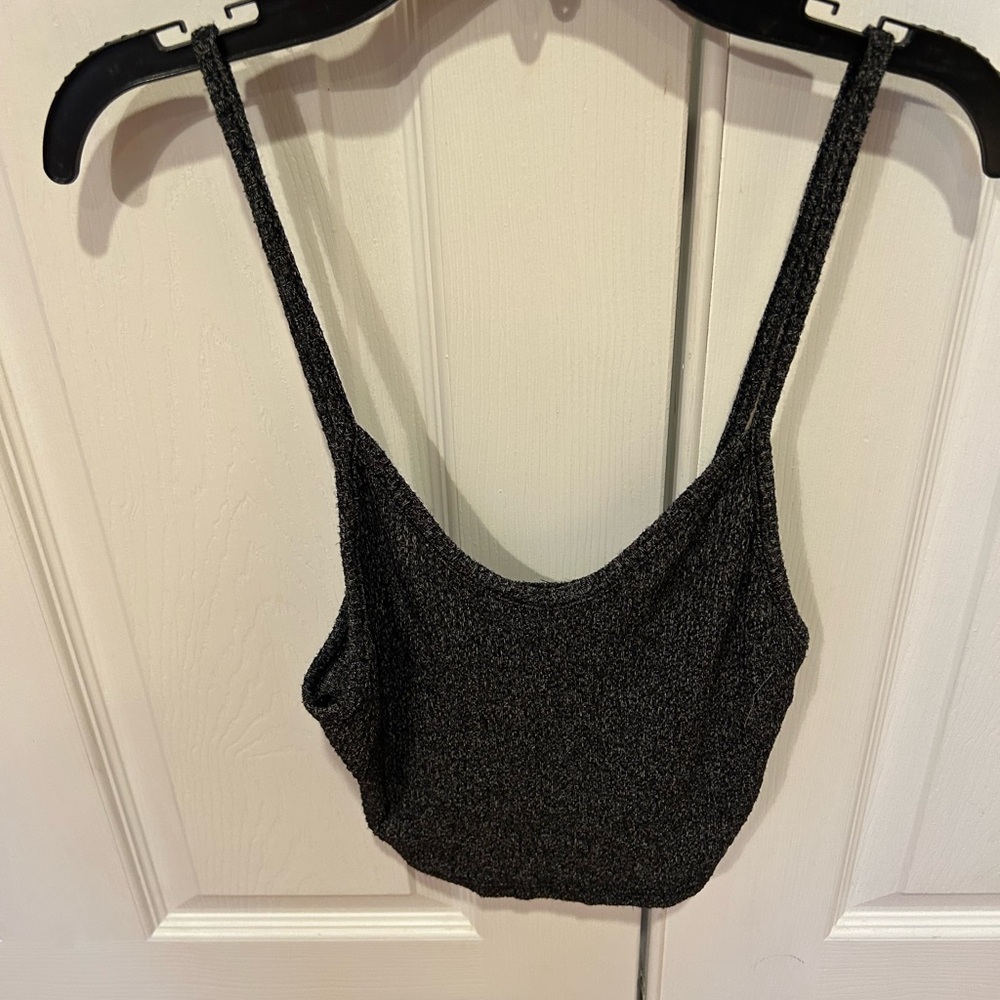 Popular Basics Black Sparkle Camisole Crop Top